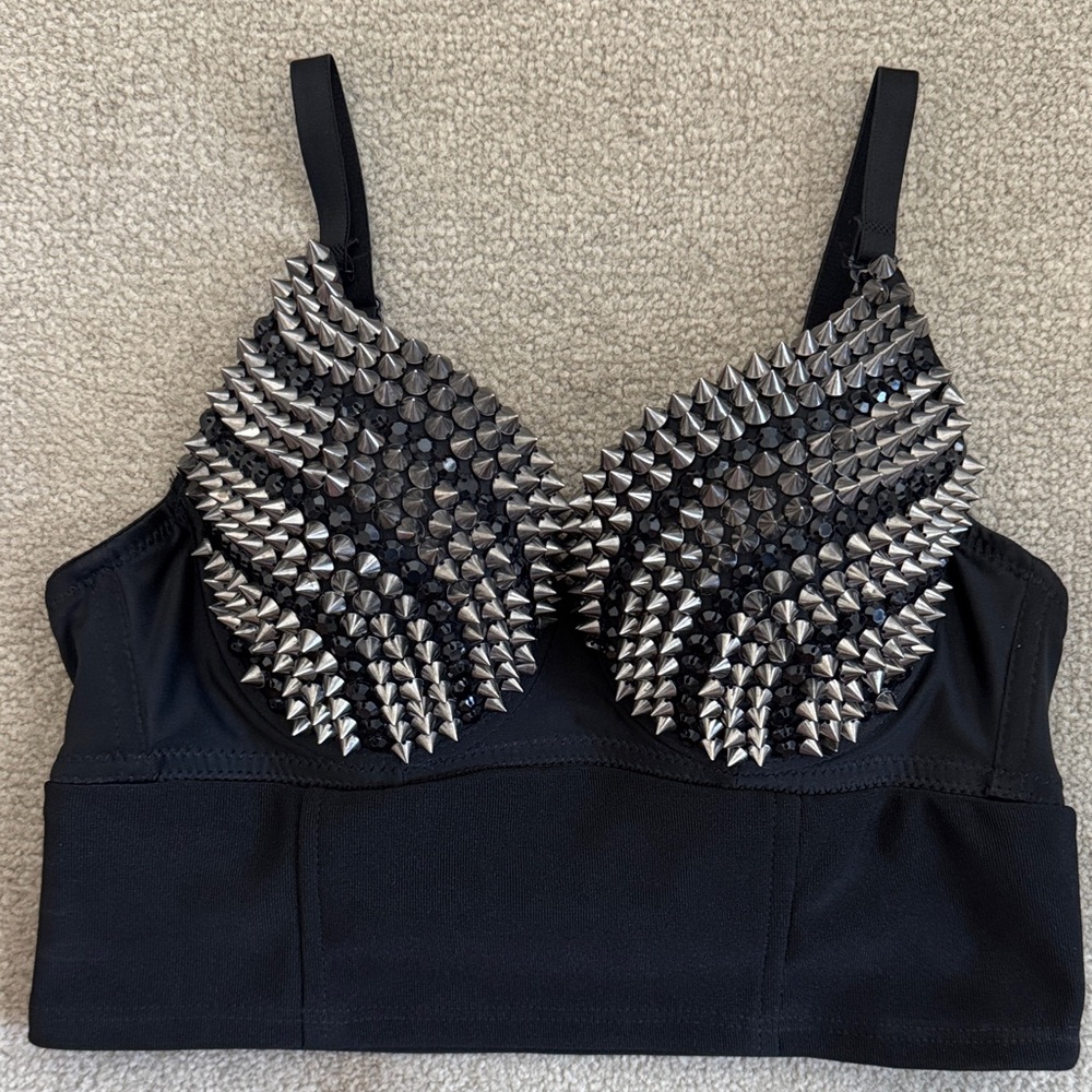 Spiked cropped bustier
